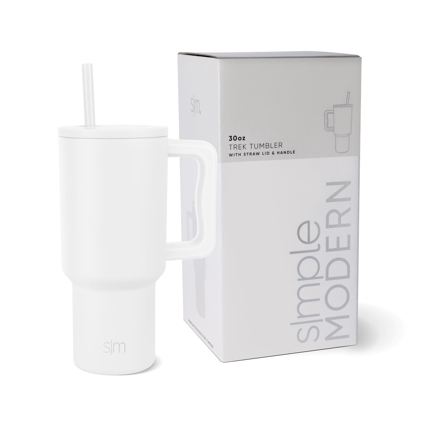 Simple Modern 30 fl oz Insulated Stainless Steel Trek Tumbler with Straw Lid | Cream Leopard M1TJ