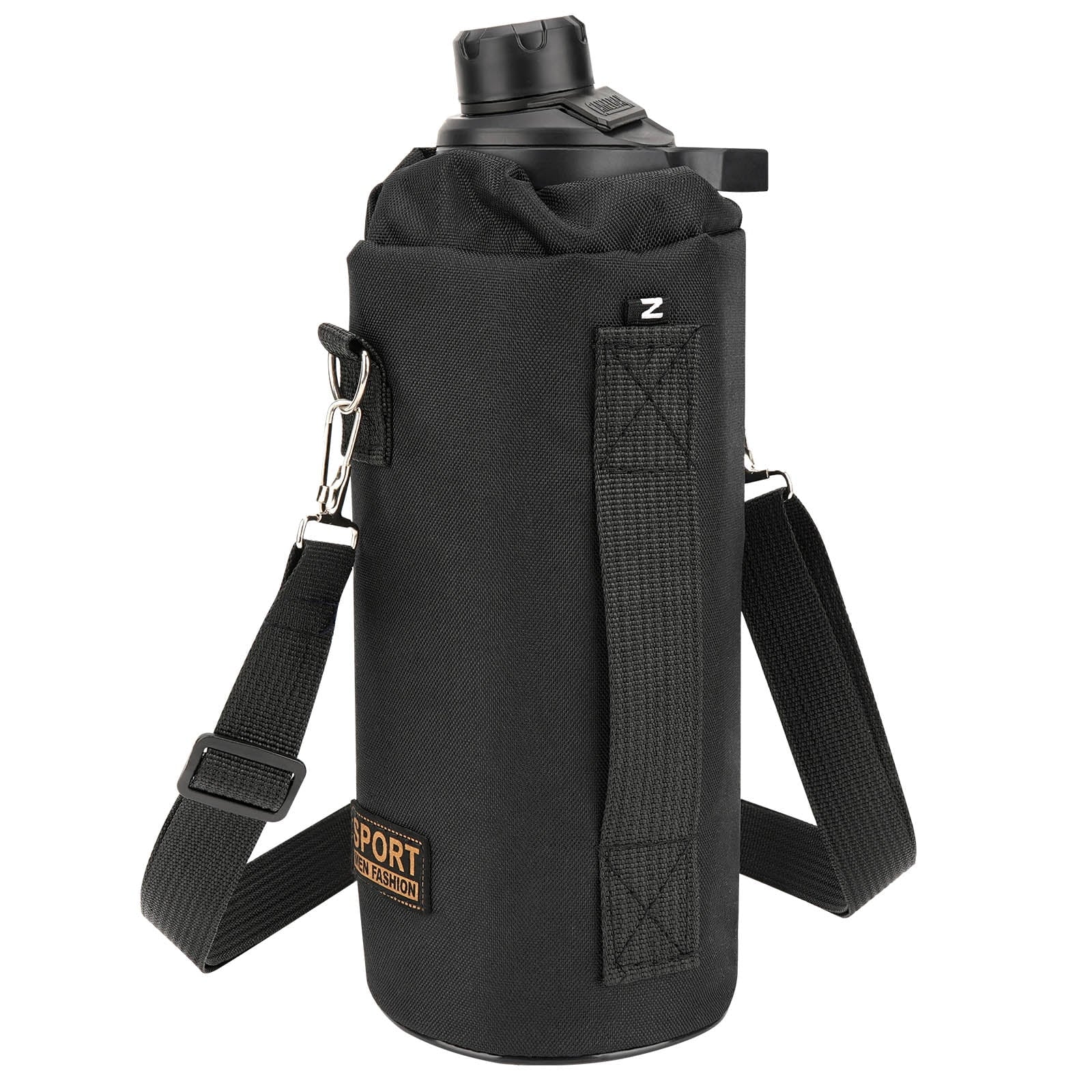 Linkidea Sports Water Bottle Carrier with Strap Compatible with Nalgene Sustain Tritan 48oz, CamelBak Chute Mag 50oz, Thick Waterbottle Cooler Bag Holder Shoulder Strap, Black 2XI6