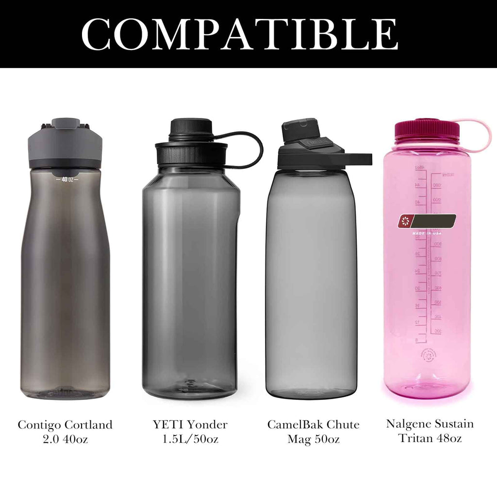 Linkidea Sports Water Bottle Carrier with Strap Compatible with Nalgene Sustain Tritan 48oz, CamelBak Chute Mag 50oz, Thick Waterbottle Cooler Bag Holder Shoulder Strap, Black 2XI6