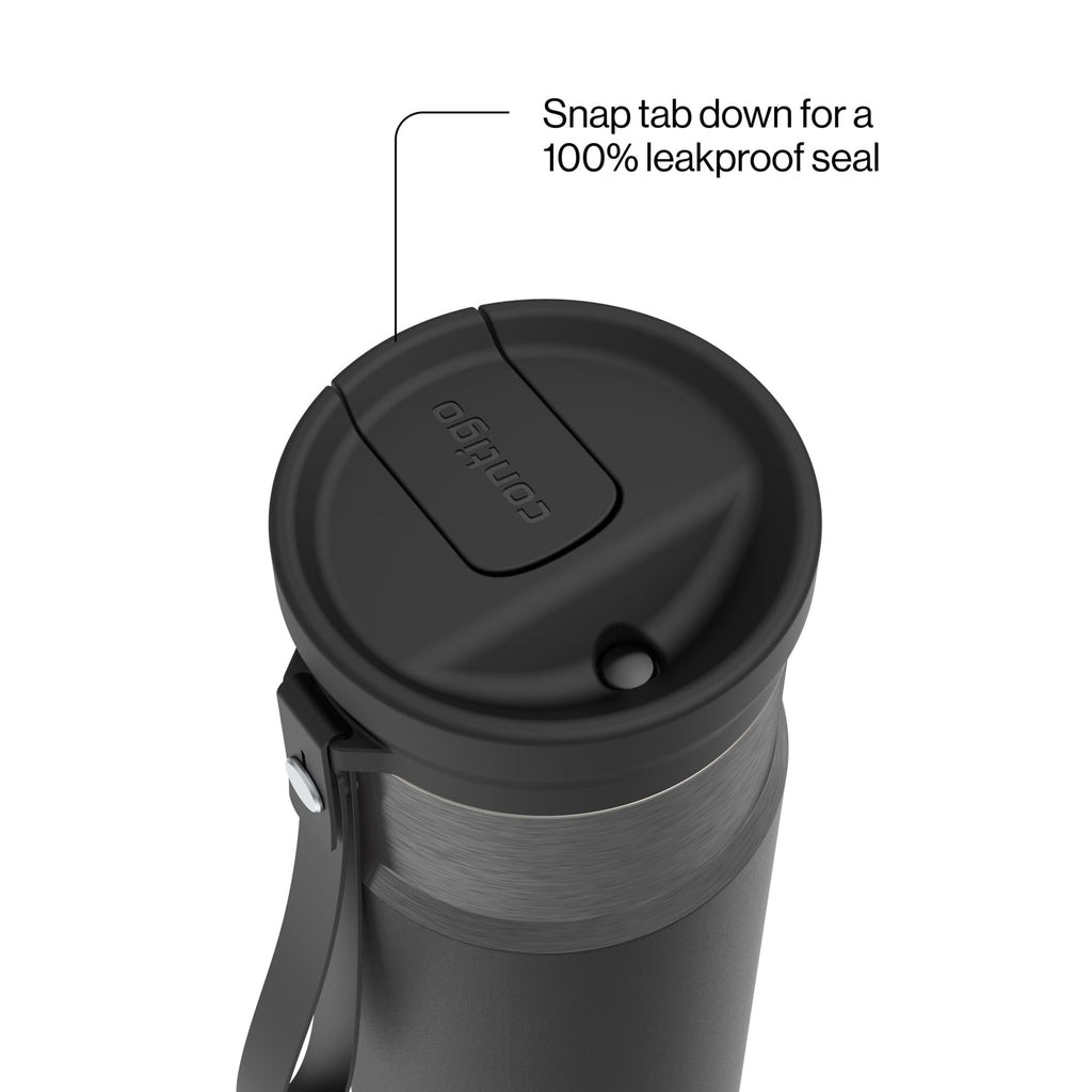 Contigo SnapSeal Leakproof Stainless Steel Reusable Water Bottle with Carrying Strap, Dark Blue/Bronze, 24 oz EBLA