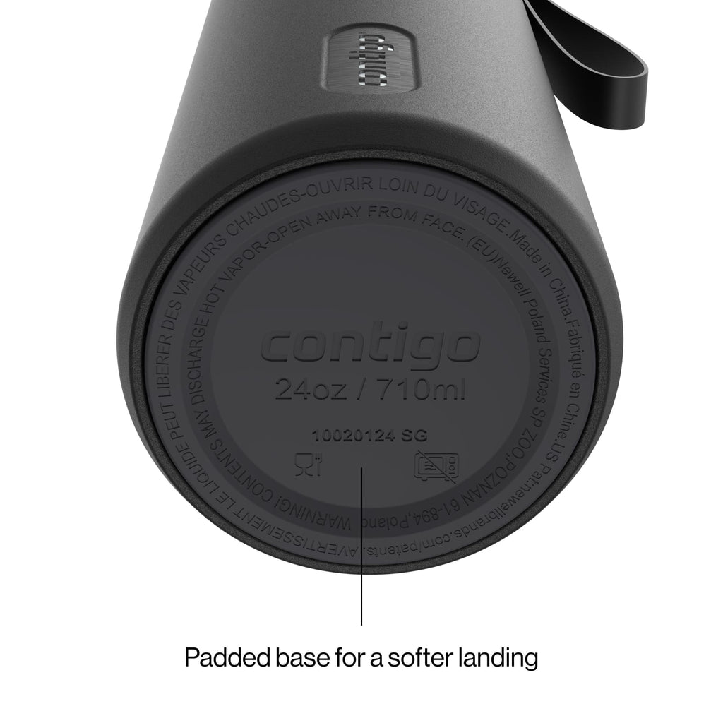 Contigo SnapSeal Leakproof Stainless Steel Reusable Water Bottle with Carrying Strap, Dark Blue/Bronze, 24 oz EBLA