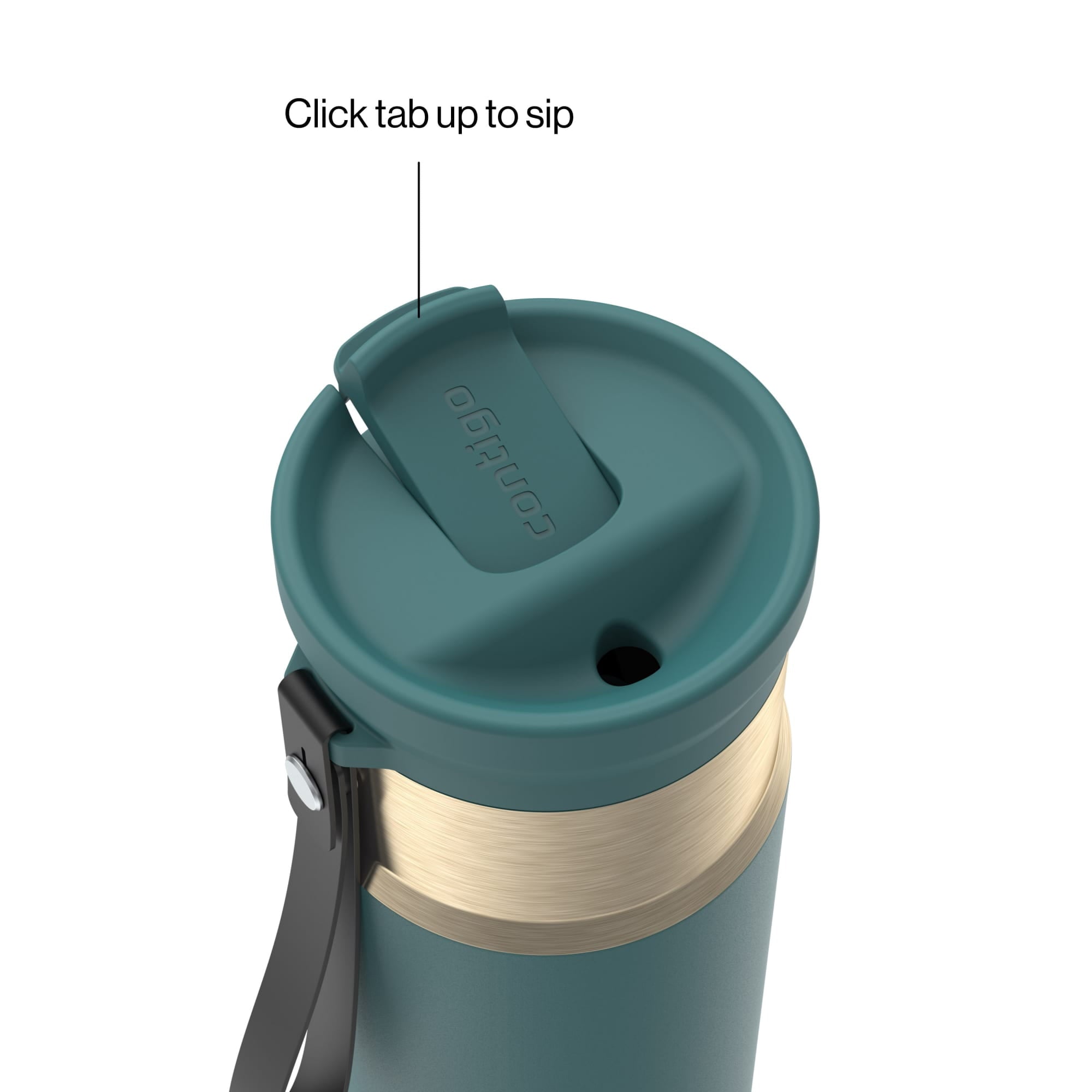 Contigo SnapSeal Leakproof Stainless Steel Reusable Water Bottle with Carrying Strap, Dark Blue/Bronze, 24 oz EBLA