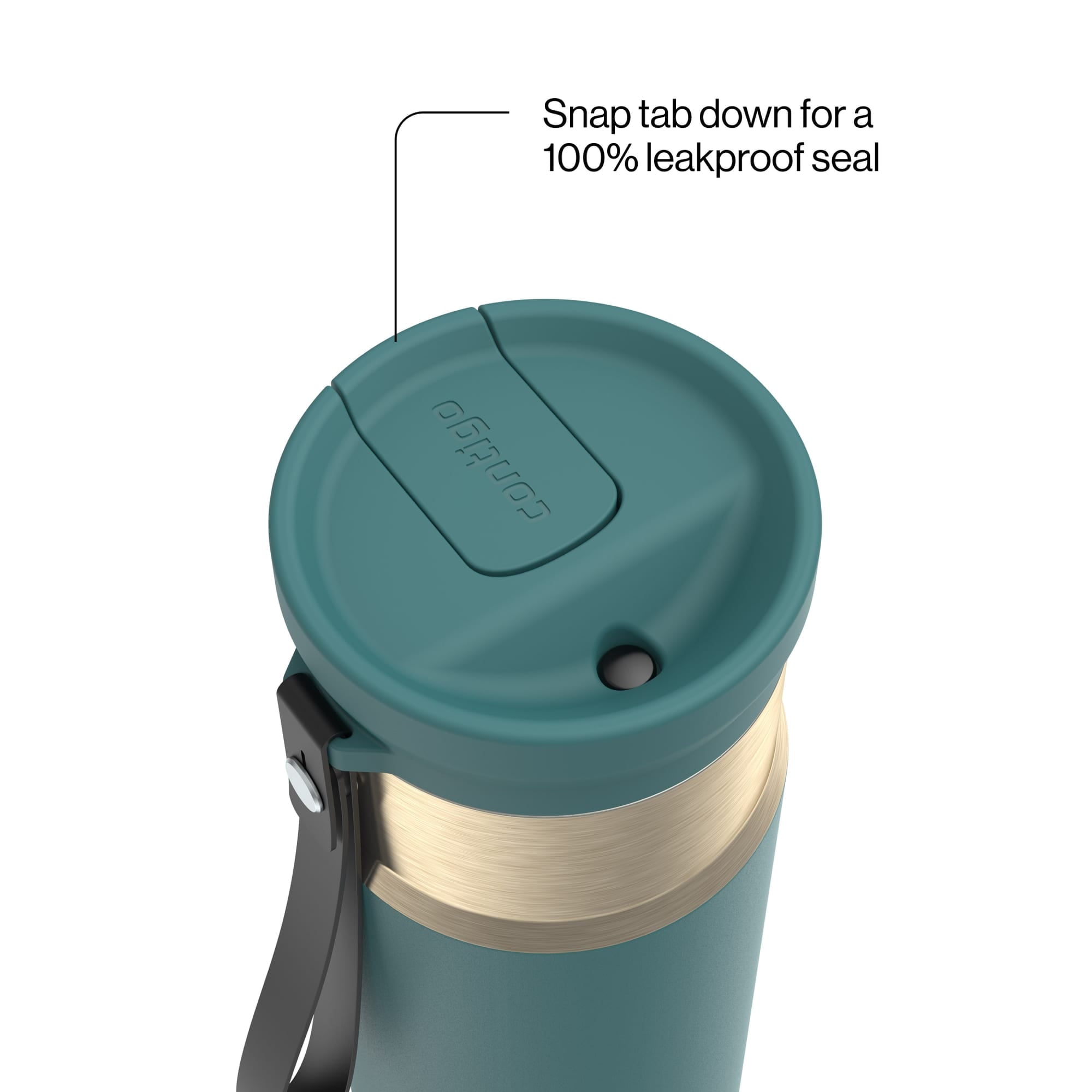 Contigo SnapSeal Leakproof Stainless Steel Reusable Water Bottle with Carrying Strap, Dark Blue/Bronze, 24 oz EBLA