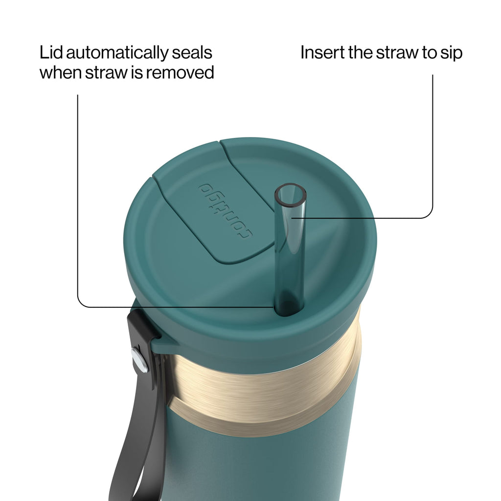 Contigo SnapSeal Leakproof Stainless Steel Reusable Water Bottle with Carrying Strap, Dark Blue/Bronze, 24 oz EBLA