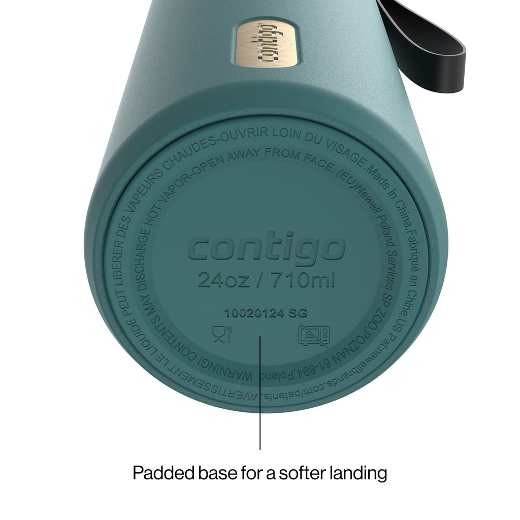 Contigo SnapSeal Leakproof Stainless Steel Reusable Water Bottle with Carrying Strap, Dark Blue/Bronze, 24 oz EBLA