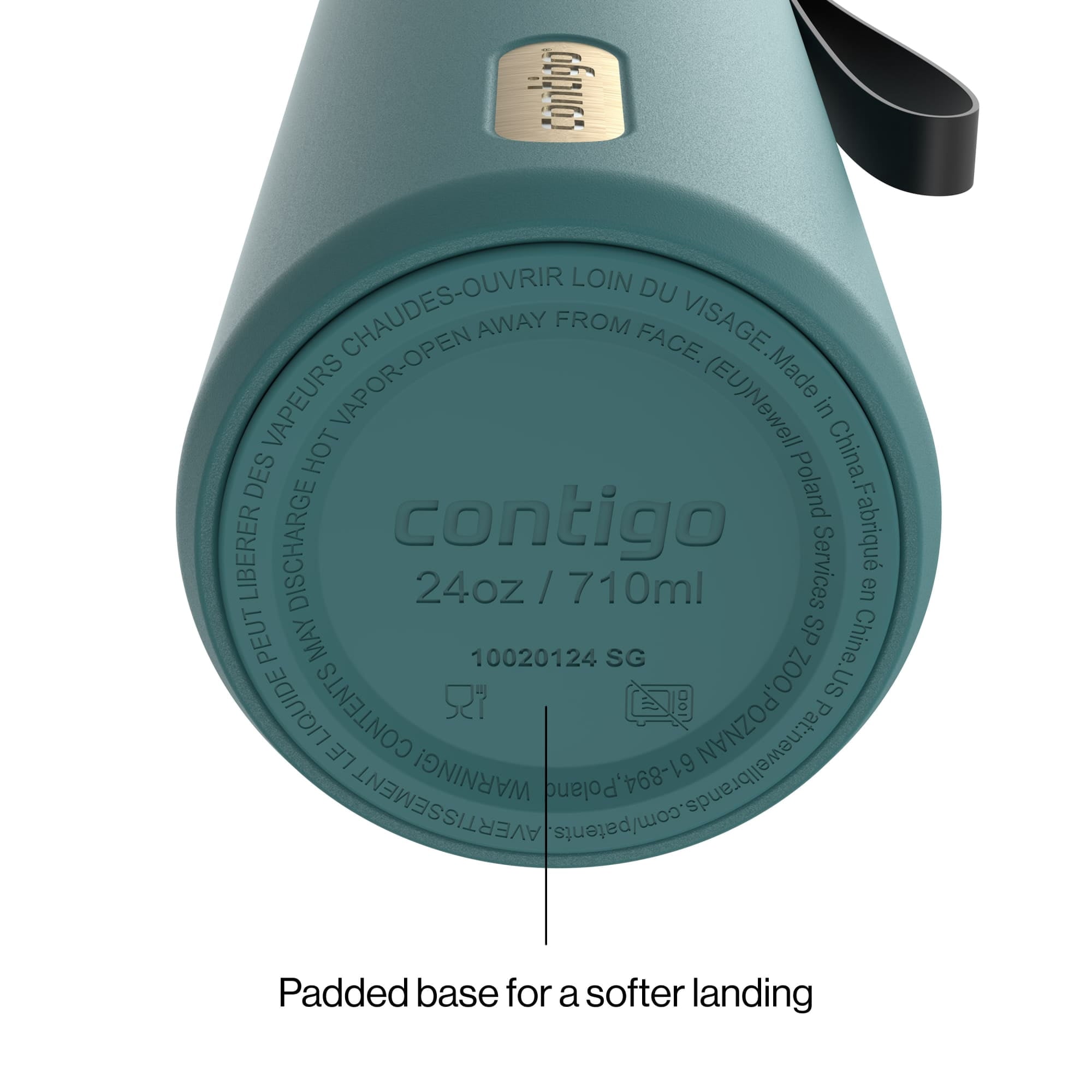 Contigo SnapSeal Leakproof Stainless Steel Reusable Water Bottle with Carrying Strap, Dark Blue/Bronze, 24 oz EBLA