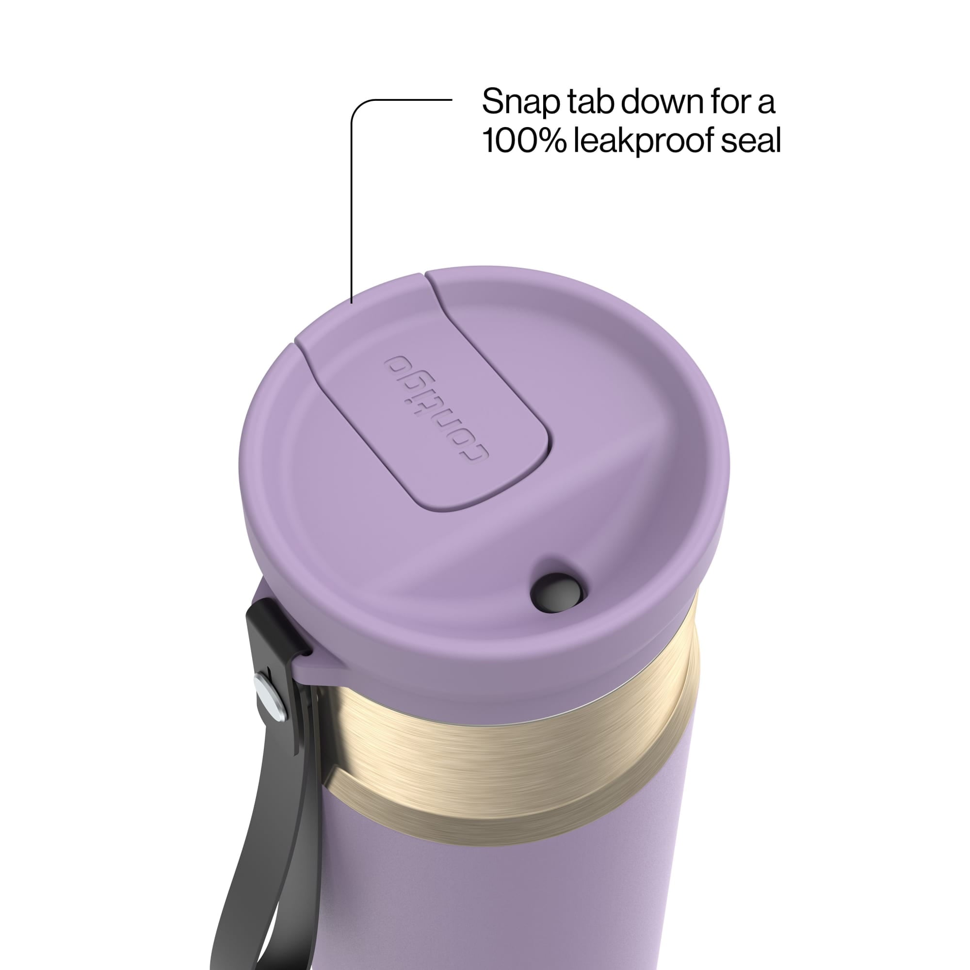Contigo SnapSeal Leakproof Stainless Steel Reusable Water Bottle with Carrying Strap, Dark Blue/Bronze, 24 oz EBLA