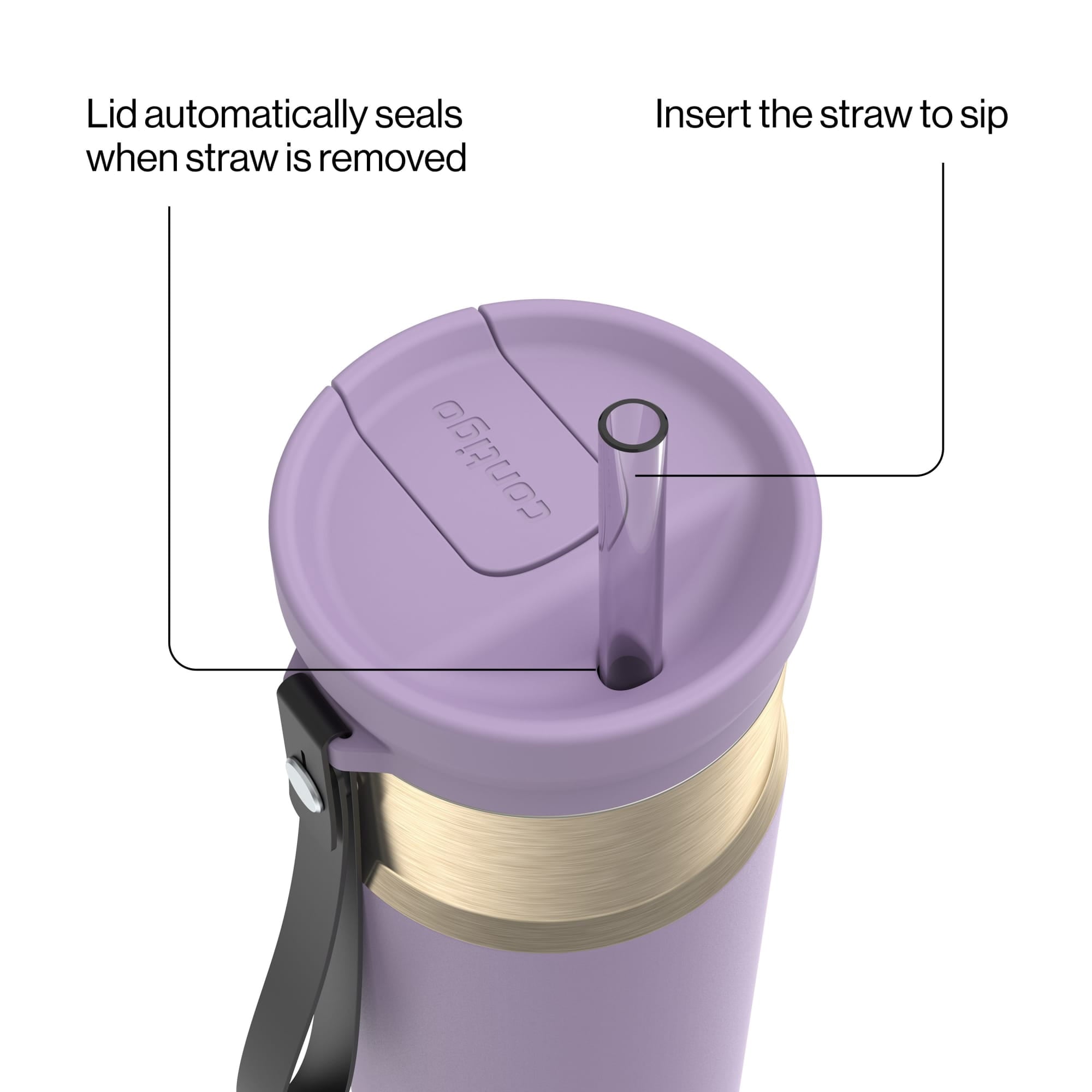 Contigo SnapSeal Leakproof Stainless Steel Reusable Water Bottle with Carrying Strap, Dark Blue/Bronze, 24 oz EBLA