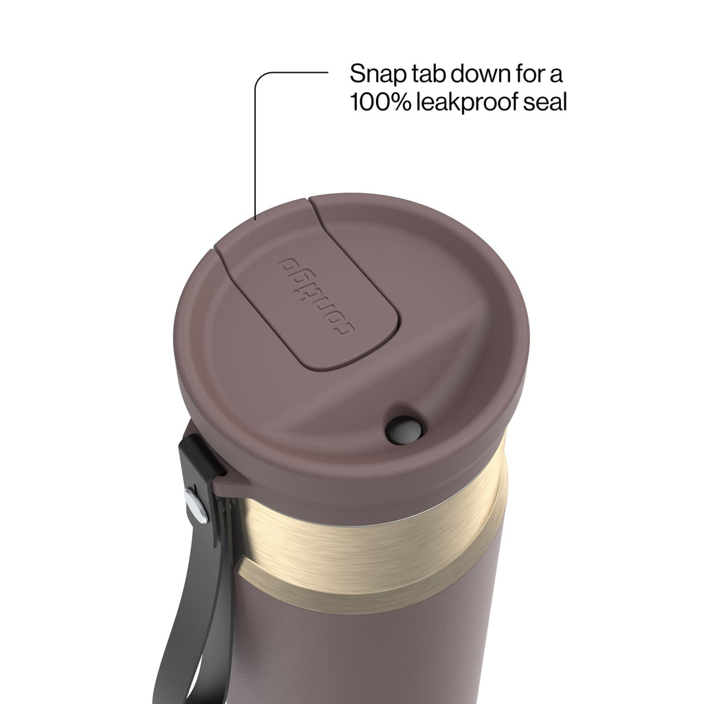 Contigo SnapSeal Leakproof Stainless Steel Reusable Water Bottle with Carrying Strap, Dark Blue/Bronze, 24 oz EBLA