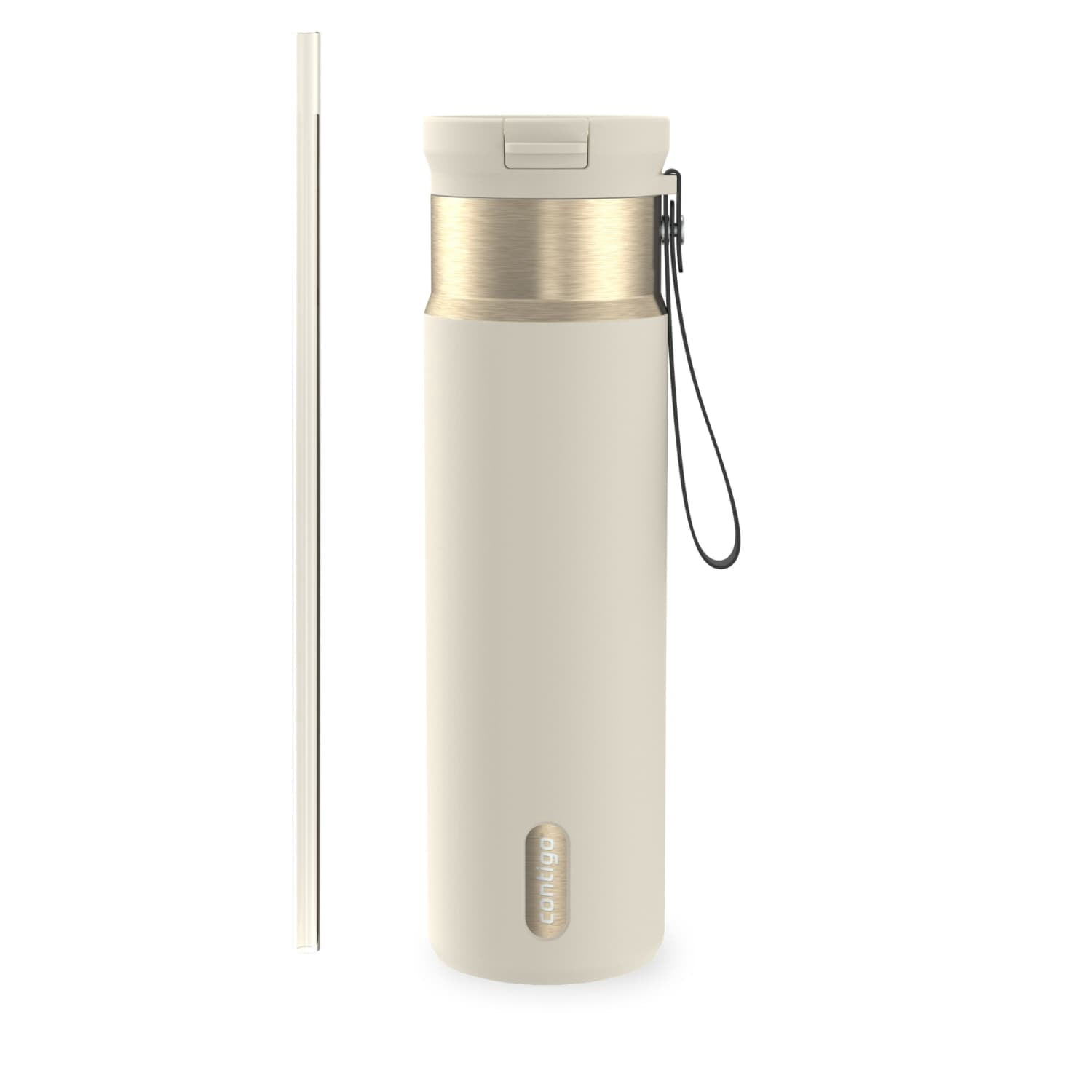 Contigo SnapSeal Leakproof Stainless Steel Reusable Water Bottle with Carrying Strap, Dark Blue/Bronze, 24 oz EBLA