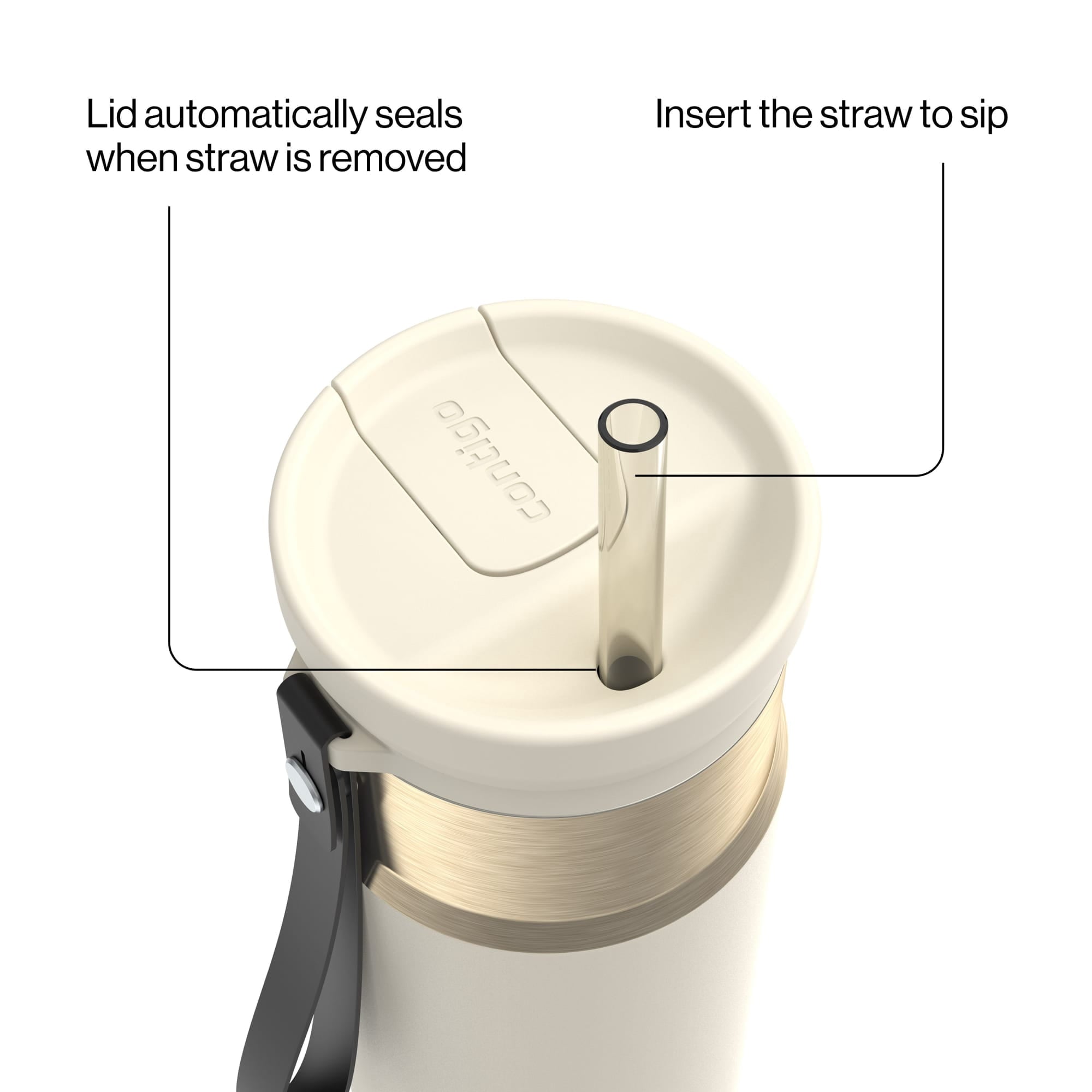 Contigo SnapSeal Leakproof Stainless Steel Reusable Water Bottle with Carrying Strap, Dark Blue/Bronze, 24 oz EBLA