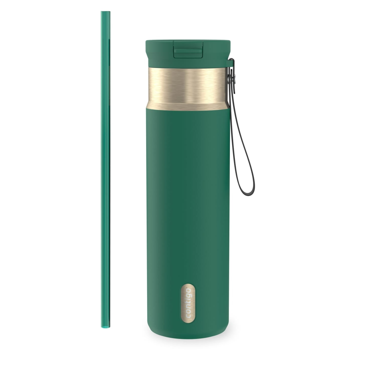 Contigo SnapSeal Leakproof Stainless Steel Reusable Water Bottle with Carrying Strap, Dark Blue/Bronze, 24 oz EBLA