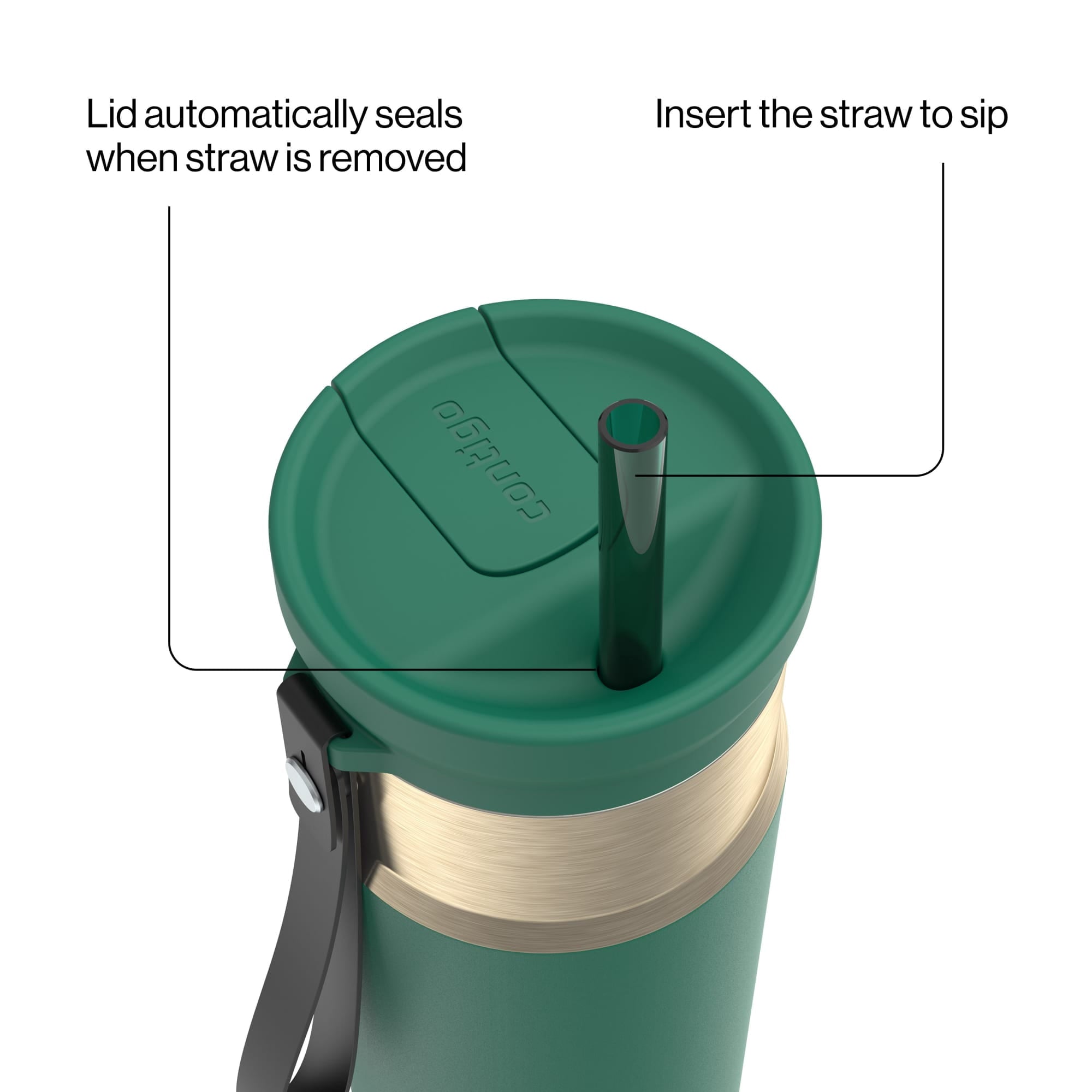 Contigo SnapSeal Leakproof Stainless Steel Reusable Water Bottle with Carrying Strap, Dark Blue/Bronze, 24 oz EBLA
