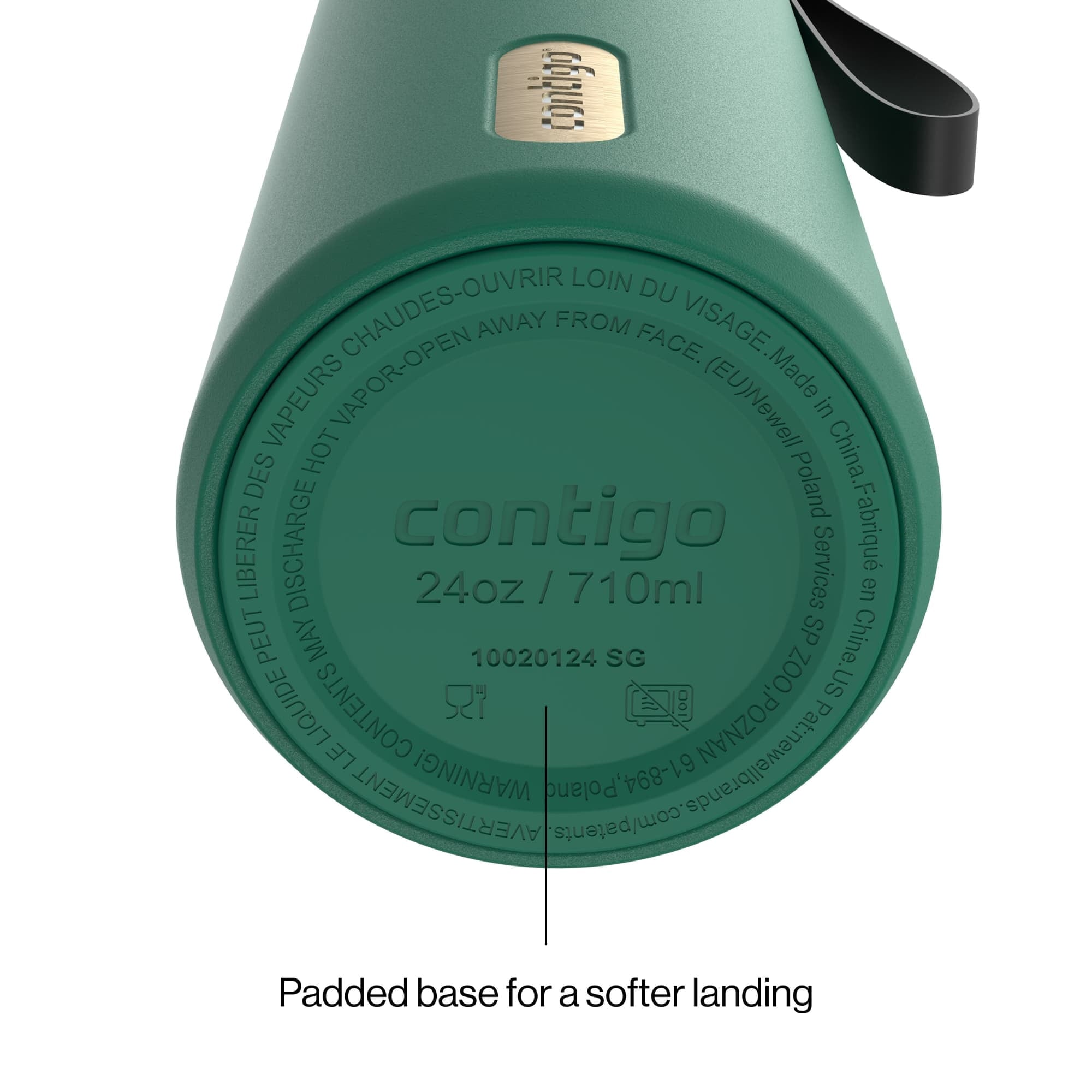 Contigo SnapSeal Leakproof Stainless Steel Reusable Water Bottle with Carrying Strap, Dark Blue/Bronze, 24 oz EBLA