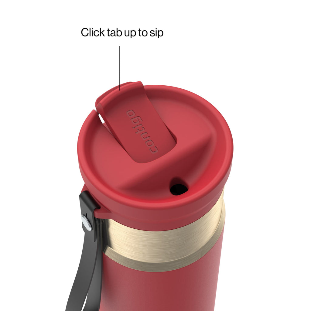 Contigo SnapSeal Leakproof Stainless Steel Reusable Water Bottle with Carrying Strap, Dark Blue/Bronze, 24 oz EBLA