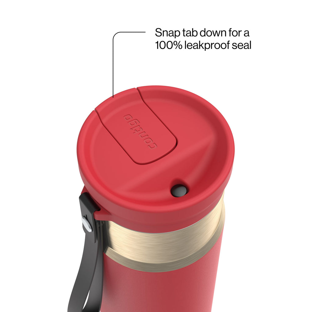 Contigo SnapSeal Leakproof Stainless Steel Reusable Water Bottle with Carrying Strap, Dark Blue/Bronze, 24 oz EBLA