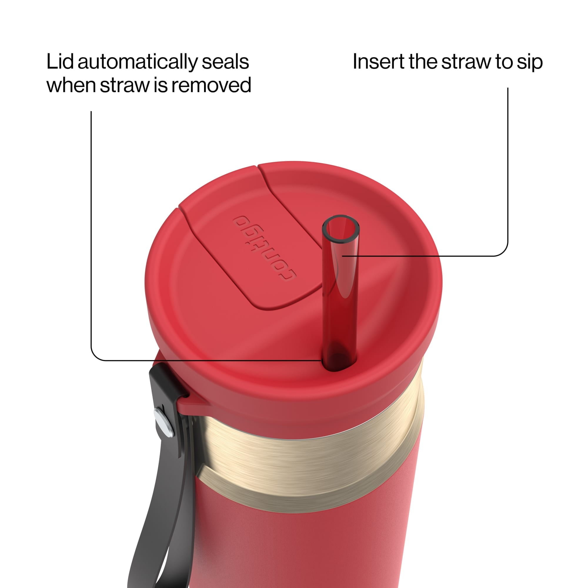 Contigo SnapSeal Leakproof Stainless Steel Reusable Water Bottle with Carrying Strap, Dark Blue/Bronze, 24 oz EBLA