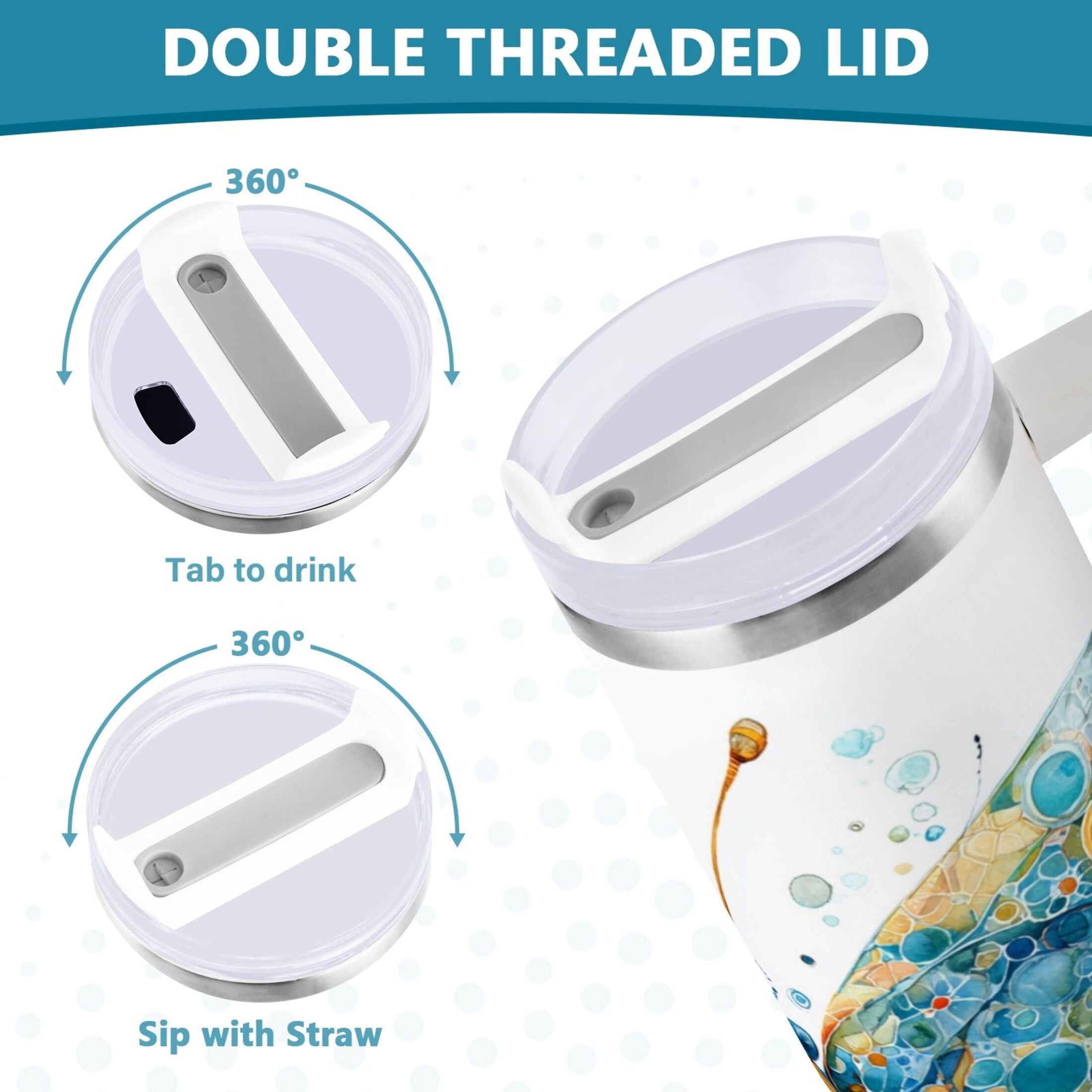 40 oz Insulated Stainless Steel Tumbler Double Wall Stainless Steel Tumbler with 2-Way Drinking Intricately Butterfly GMVZ