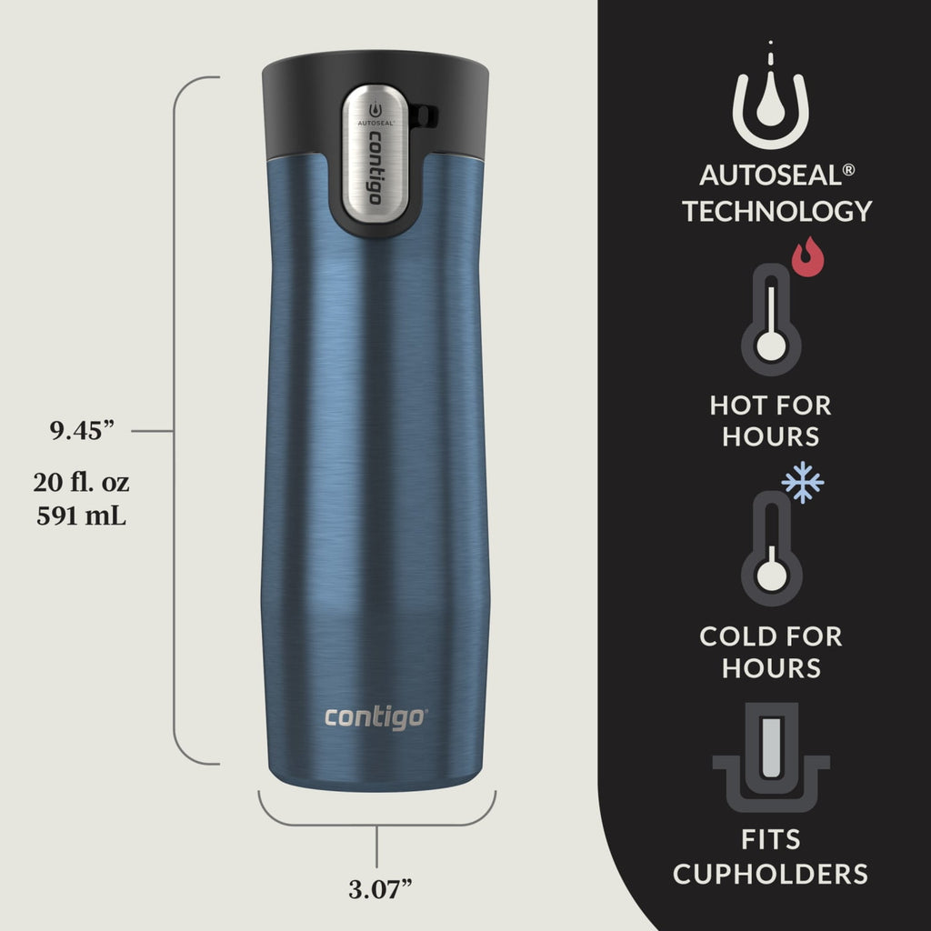 Contigo AUTOSEAL West Loop Vacuum-Insulated Stainless Steel Travel Mug with Easy-Clean Lid, 20 oz JSSU