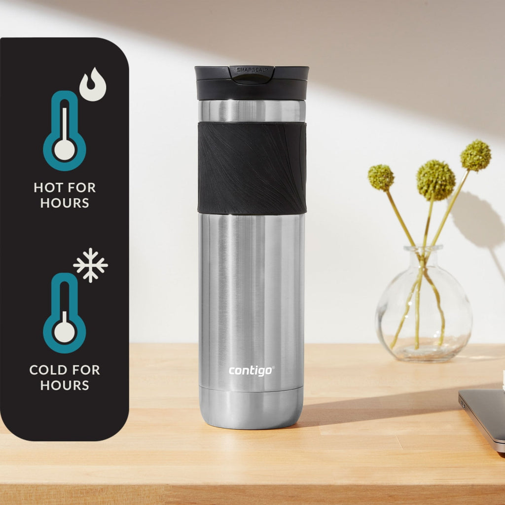 Contigo Byron 2.0 Stainless Steel Travel Mug with SNAPSEAL Lid and Grip in Black, 24 fl oz. PIFY