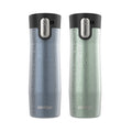 Contigo AUTOSEAL West Loop Vacuum-Insulated Stainless Steel Travel Mug with Easy-Clean Lid, 20 oz, Crystal Lakeside &amp; Crystal Agave, 2-Pack YF60