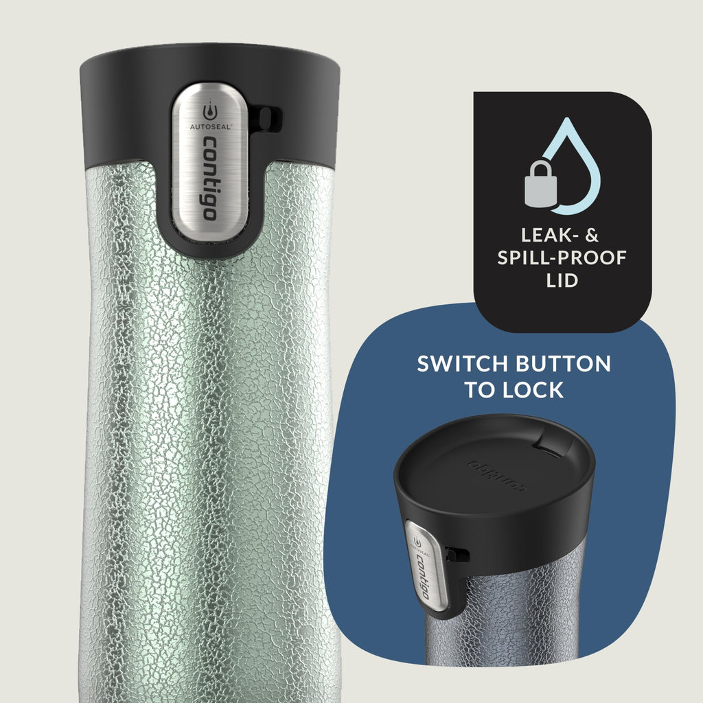 Contigo AUTOSEAL West Loop Vacuum-Insulated Stainless Steel Travel Mug with Easy-Clean Lid, 20 oz, Crystal Lakeside &amp; Crystal Agave, 2-Pack YF60