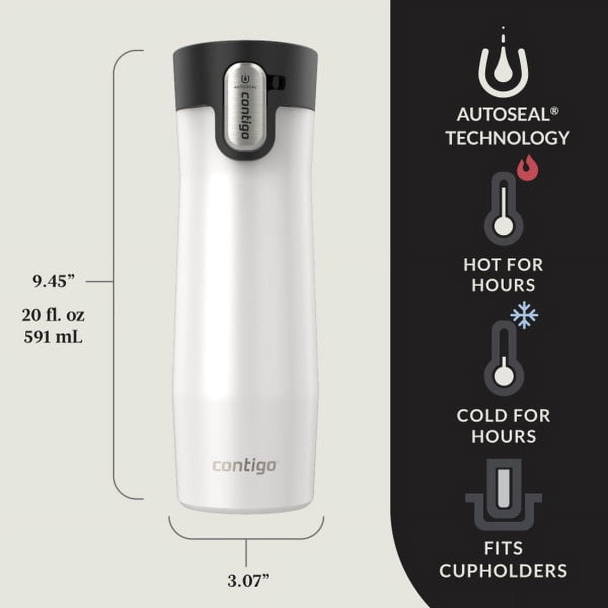 Contigo AUTOSEAL West Loop Vacuum-Insulated Stainless Steel Travel Mug with Easy-Clean Lid, 20 oz, Crystal Lakeside &amp; Crystal Agave, 2-Pack YF60