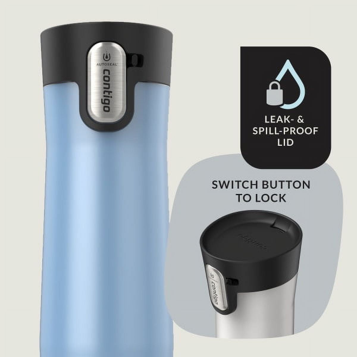Contigo AUTOSEAL West Loop Vacuum-Insulated Stainless Steel Travel Mug with Easy-Clean Lid, 20 oz, Crystal Lakeside &amp; Crystal Agave, 2-Pack YF60