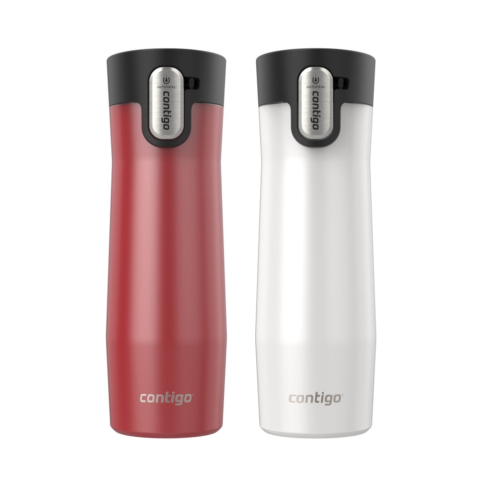 Contigo AUTOSEAL West Loop Vacuum-Insulated Stainless Steel Travel Mug with Easy-Clean Lid, 20 oz, Crystal Lakeside &amp; Crystal Agave, 2-Pack YF60
