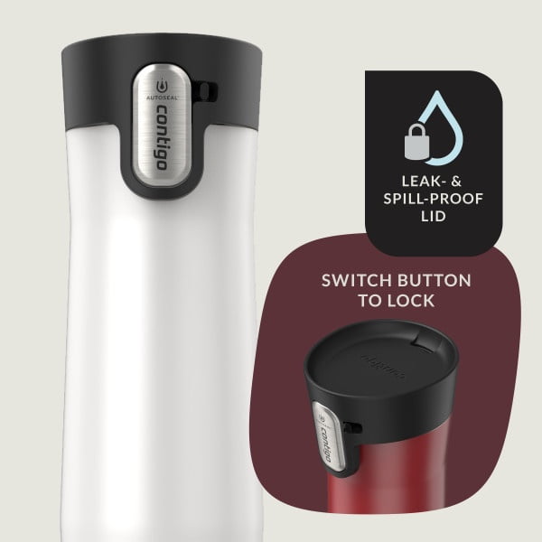 Contigo AUTOSEAL West Loop Vacuum-Insulated Stainless Steel Travel Mug with Easy-Clean Lid, 20 oz, Crystal Lakeside &amp; Crystal Agave, 2-Pack YF60