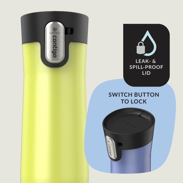 Contigo AUTOSEAL West Loop Vacuum-Insulated Stainless Steel Travel Mug with Easy-Clean Lid, 20 oz, Crystal Lakeside &amp; Crystal Agave, 2-Pack YF60