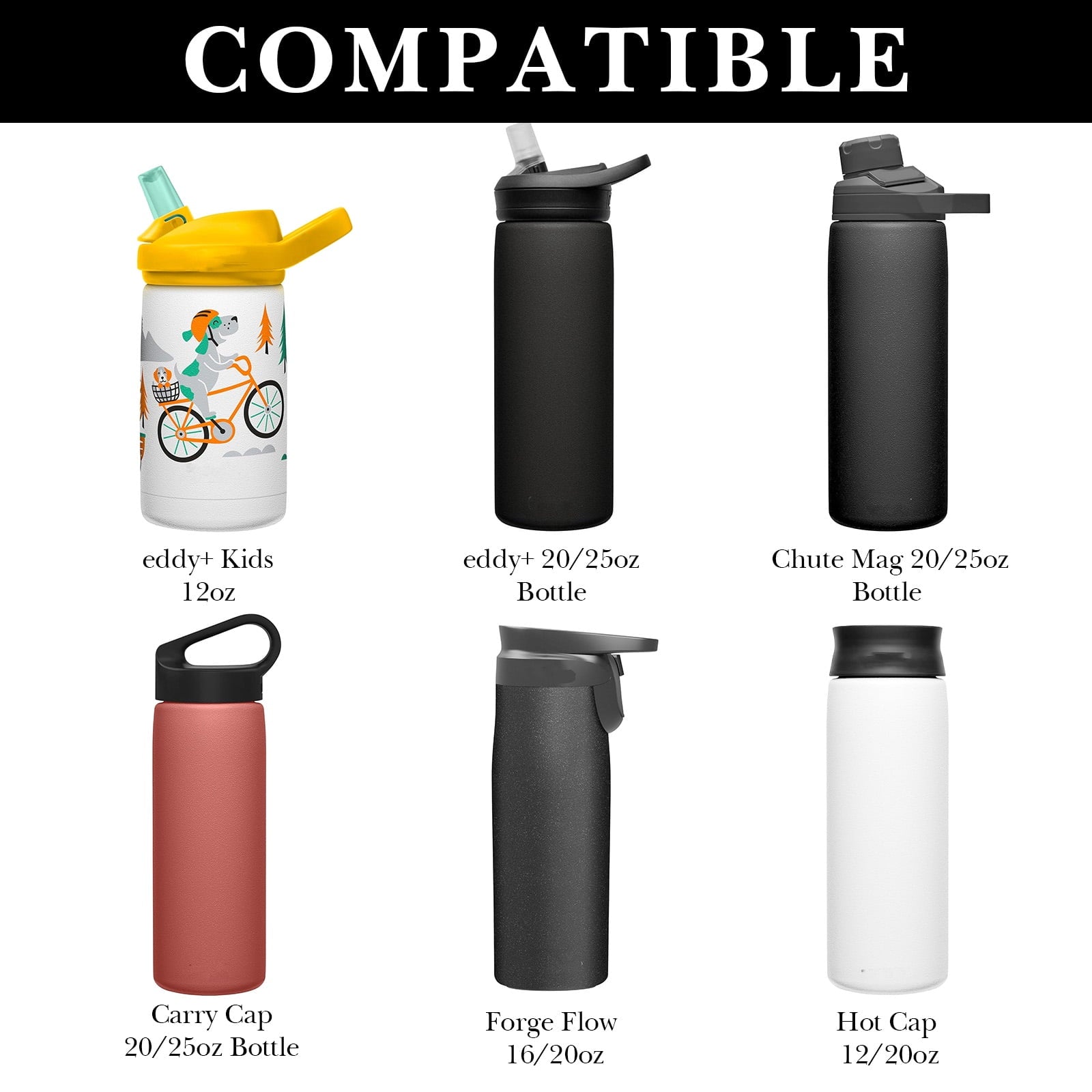 Linkidea 6 Pack Water Bottle Bottom Pad Compatible with CamelBak eddy+ Steel Bottle 20/25oz, Chute Mag Bottle, Silicone Anti-Slip Waterbottle Base Silencer Rubber Protector EI6O