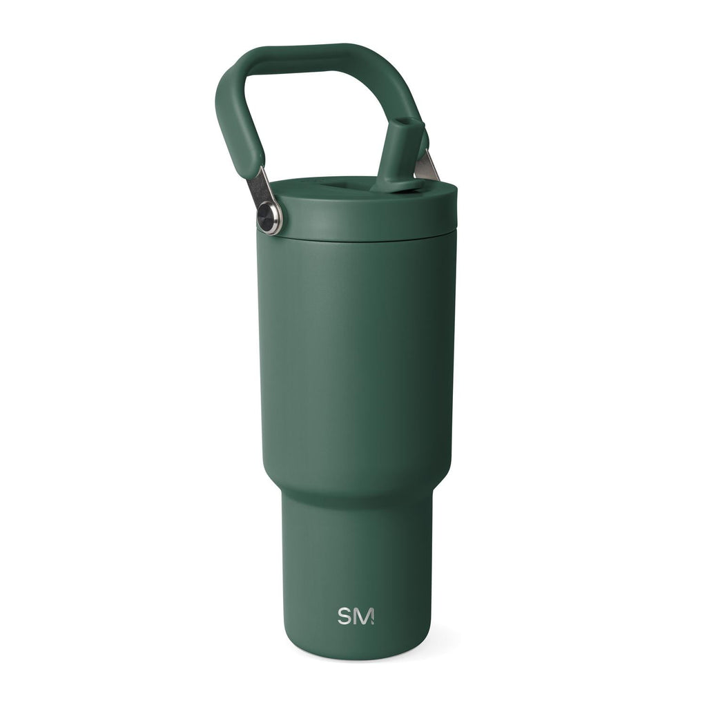 Simple Modern 30 fl oz Insulated Stainless Steel Trek Pivot Tumbler with Straw Lid and Top Handle|Forest E33V