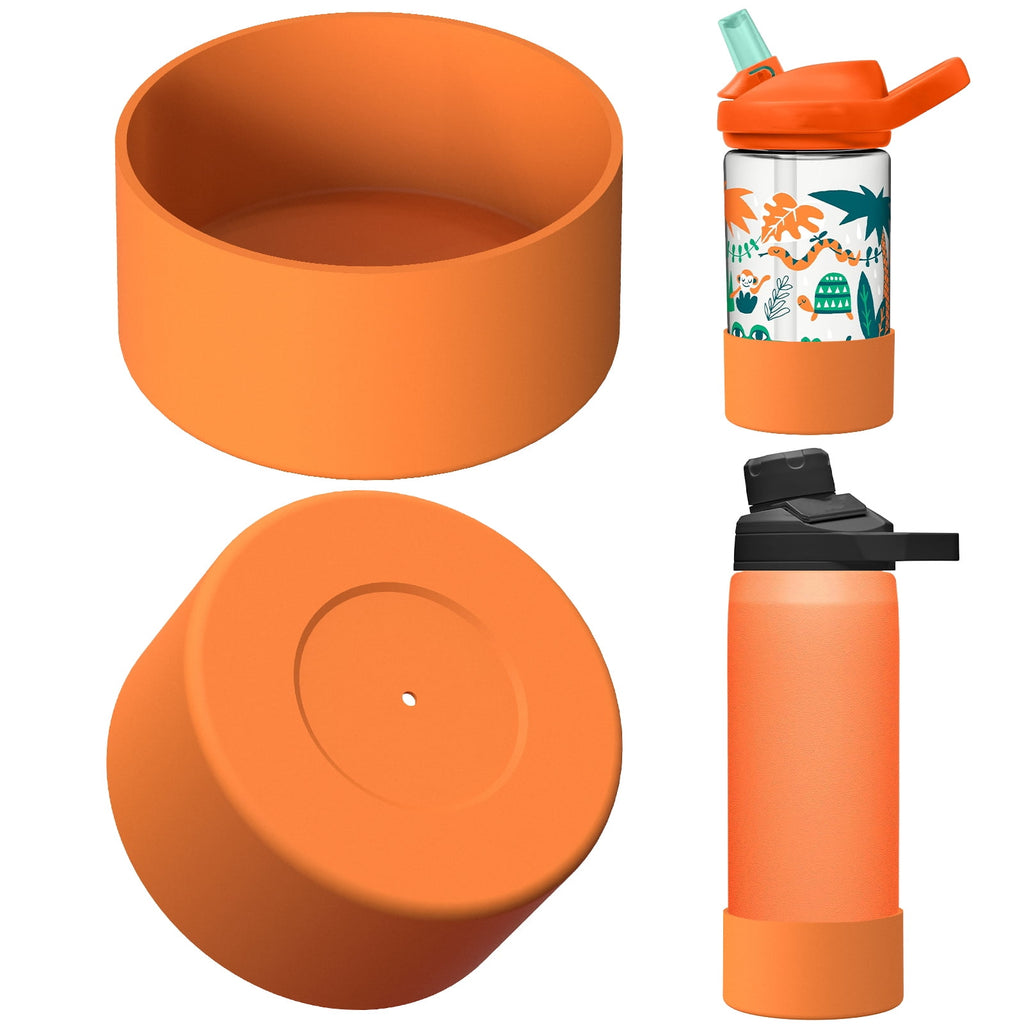 Linkidea 2 Pack Water Bottle Boot Compatible with CamelBak Eddy+20oz/25oz, Chute Mag 20oz/25oz, Carry Cap, Silicone Anti-Slip Bottle Bottom Bumper Protector (Orange) LLHJ