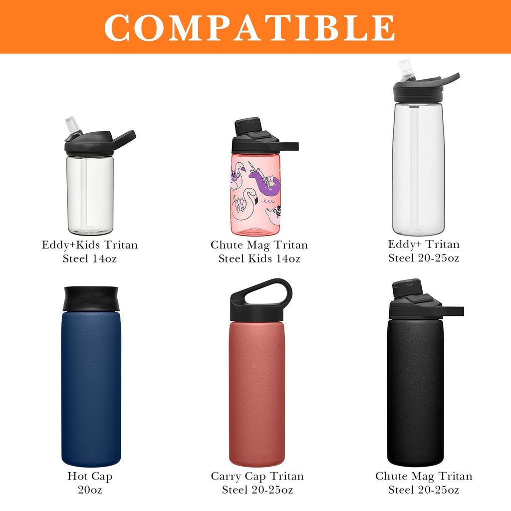 Linkidea 2 Pack Water Bottle Boot Compatible with CamelBak Eddy+20oz/25oz, Chute Mag 20oz/25oz, Carry Cap, Silicone Anti-Slip Bottle Bottom Bumper Protector (Orange) LLHJ