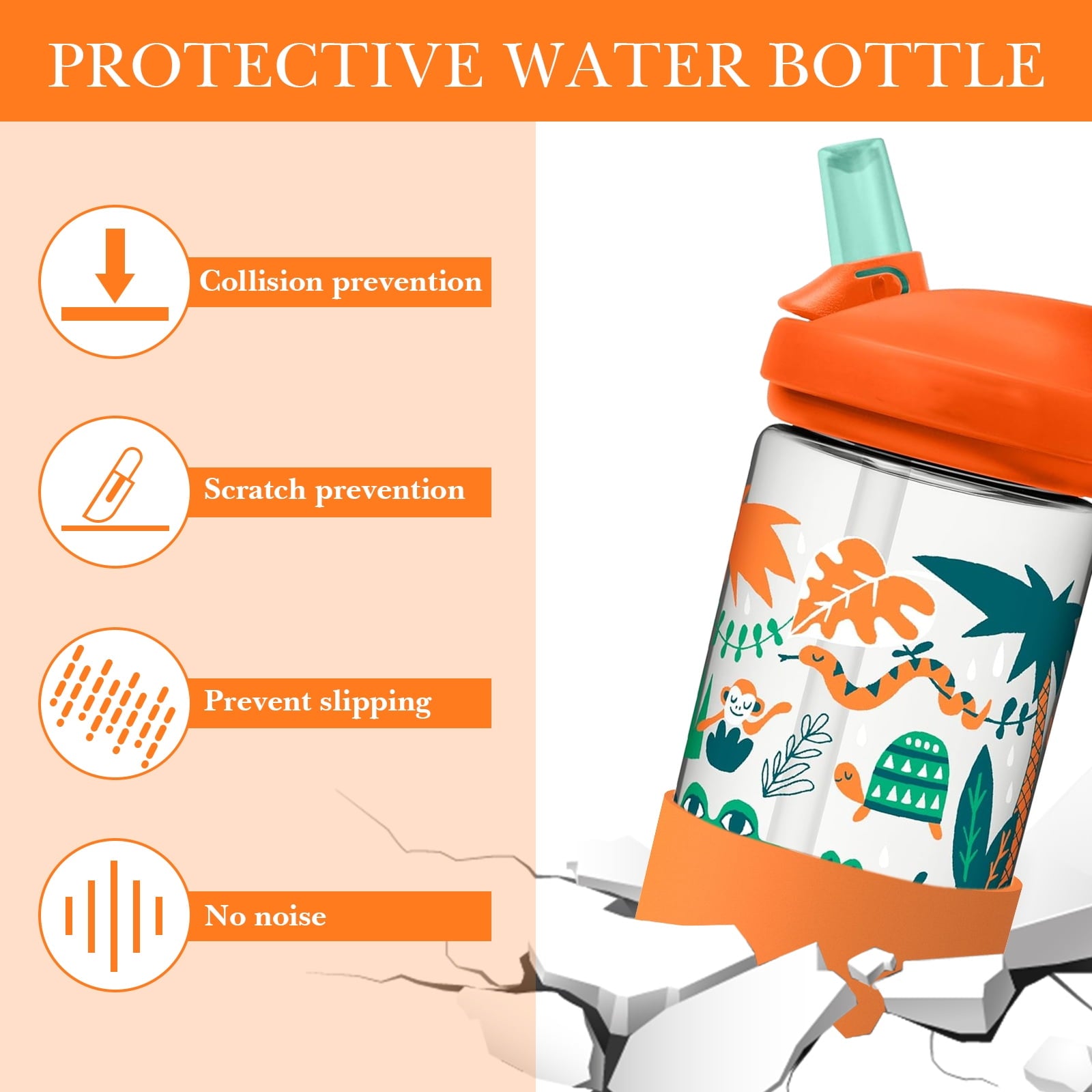 Linkidea 2 Pack Water Bottle Boot Compatible with CamelBak Eddy+20oz/25oz, Chute Mag 20oz/25oz, Carry Cap, Silicone Anti-Slip Bottle Bottom Bumper Protector (Orange) LLHJ