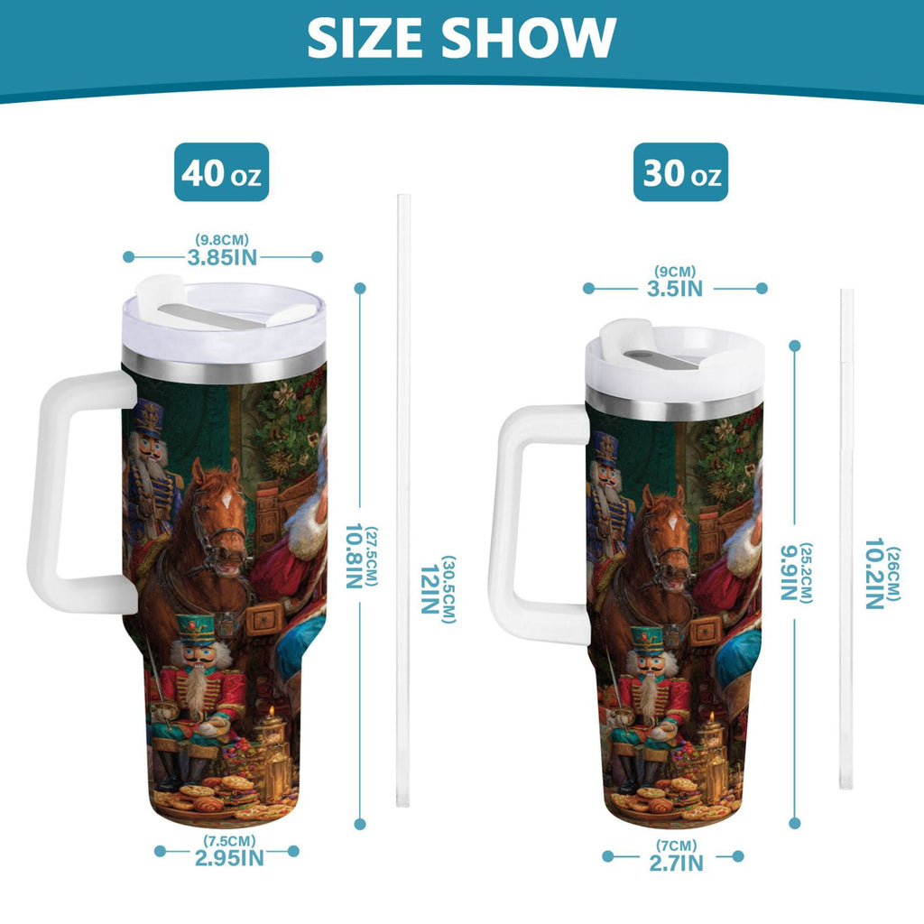 40 oz Insulated Stainless Steel Tumbler Double Wall Stainless Steel Tumbler with 2-Way Drinking Santa Eating Cookies 2Y5Z