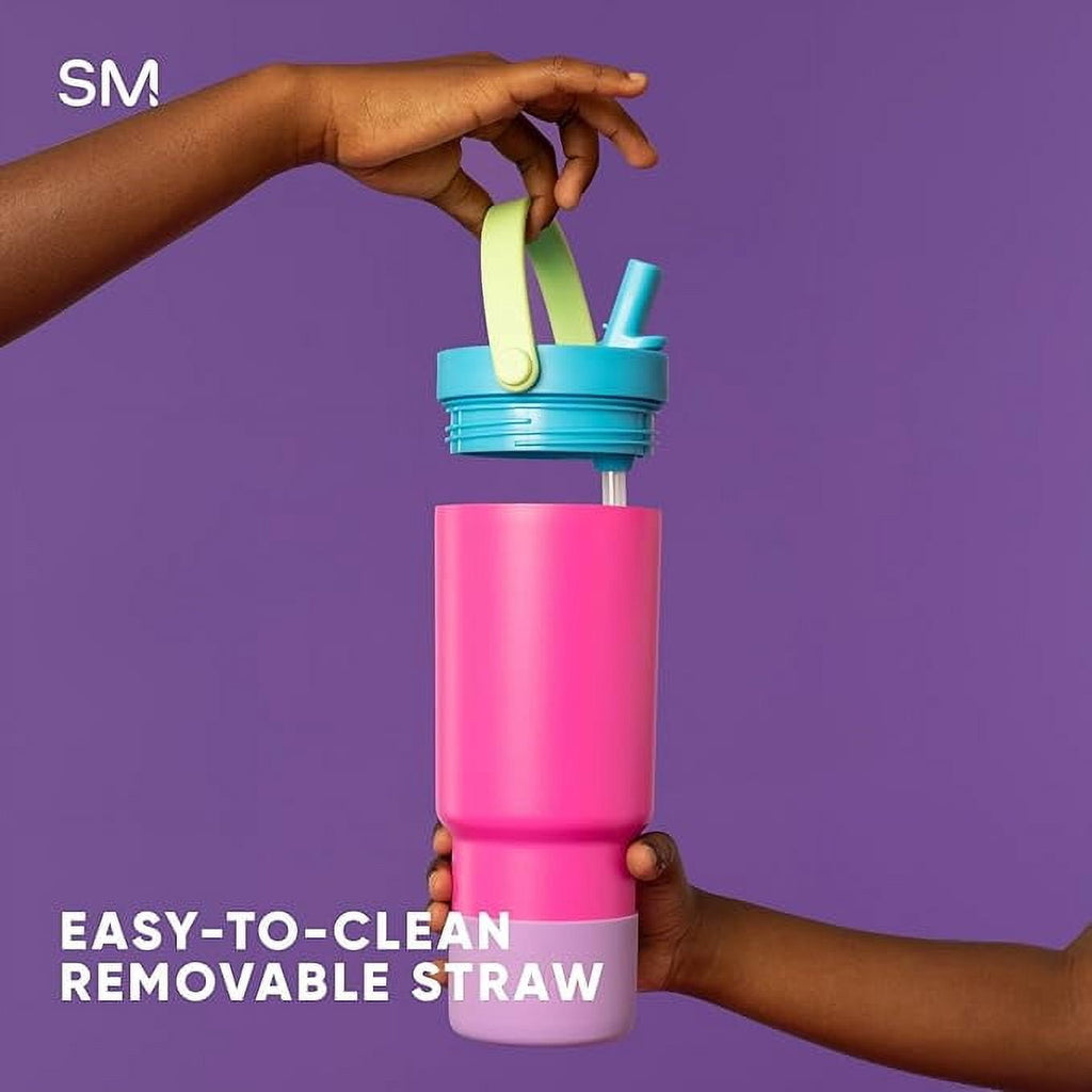 Simple Modern 24 fl oz Insulated Stainless Steel Trek Pivot Tumbler with Straw Lid and Top Handle|Seaside Blue Z701