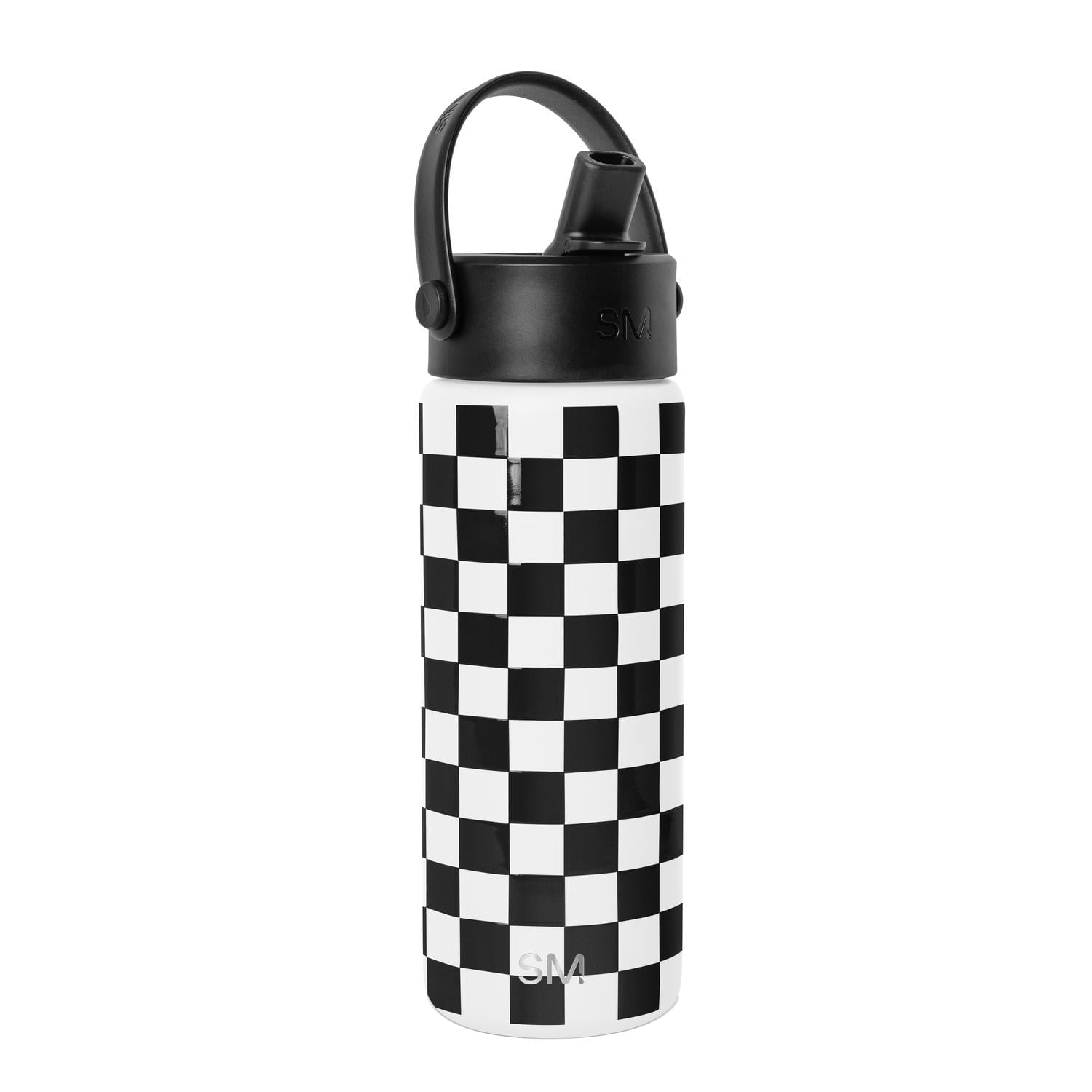 Simple Modern 18 fl oz Insulated Stainless Steel Summit Wide Mouth Water Bottle with Handle and Straw Lid|Black and White Checkmate YNCR