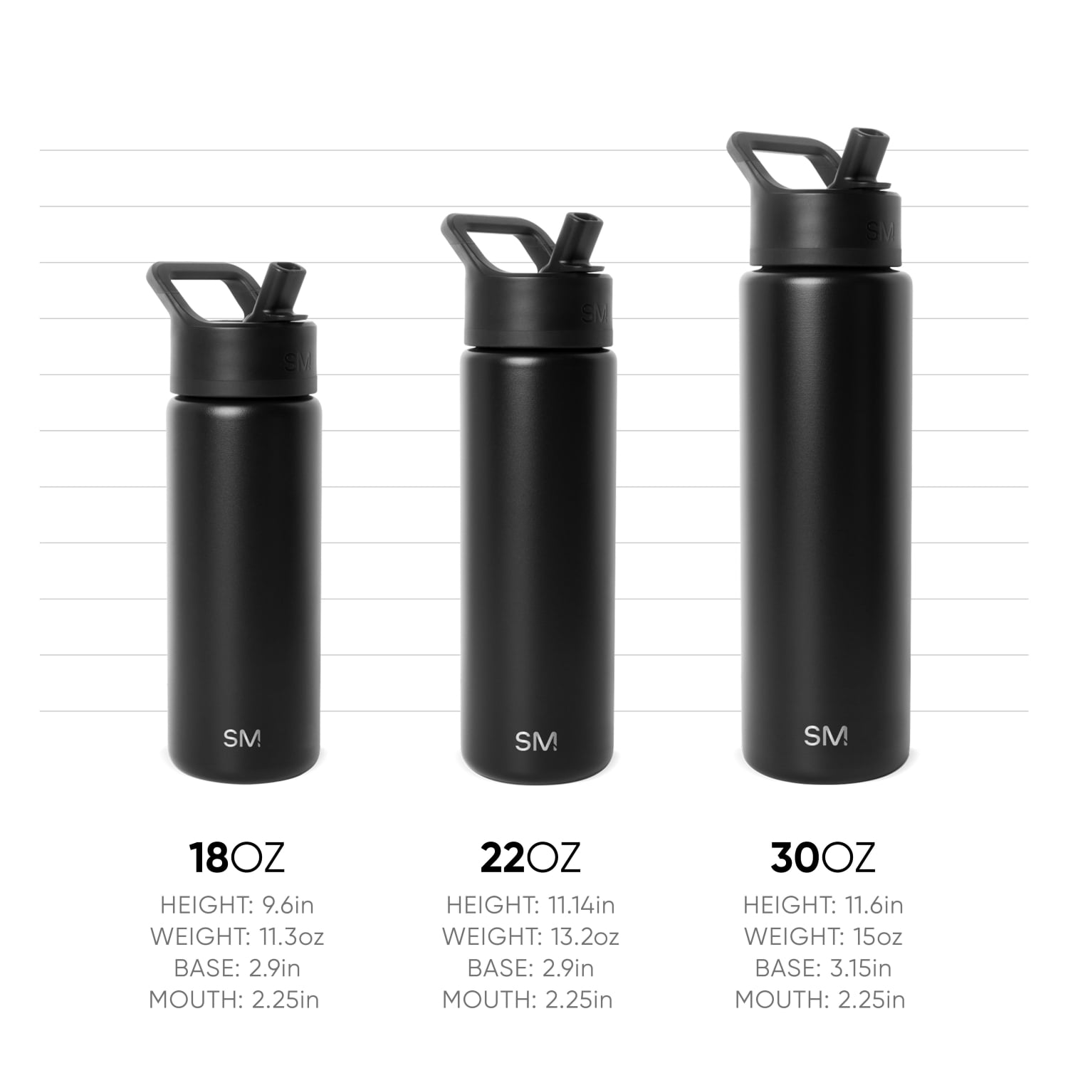 Simple Modern 18 fl oz Insulated Stainless Steel Summit Wide Mouth Water Bottle with Handle and Straw Lid|Black and White Checkmate YNCR