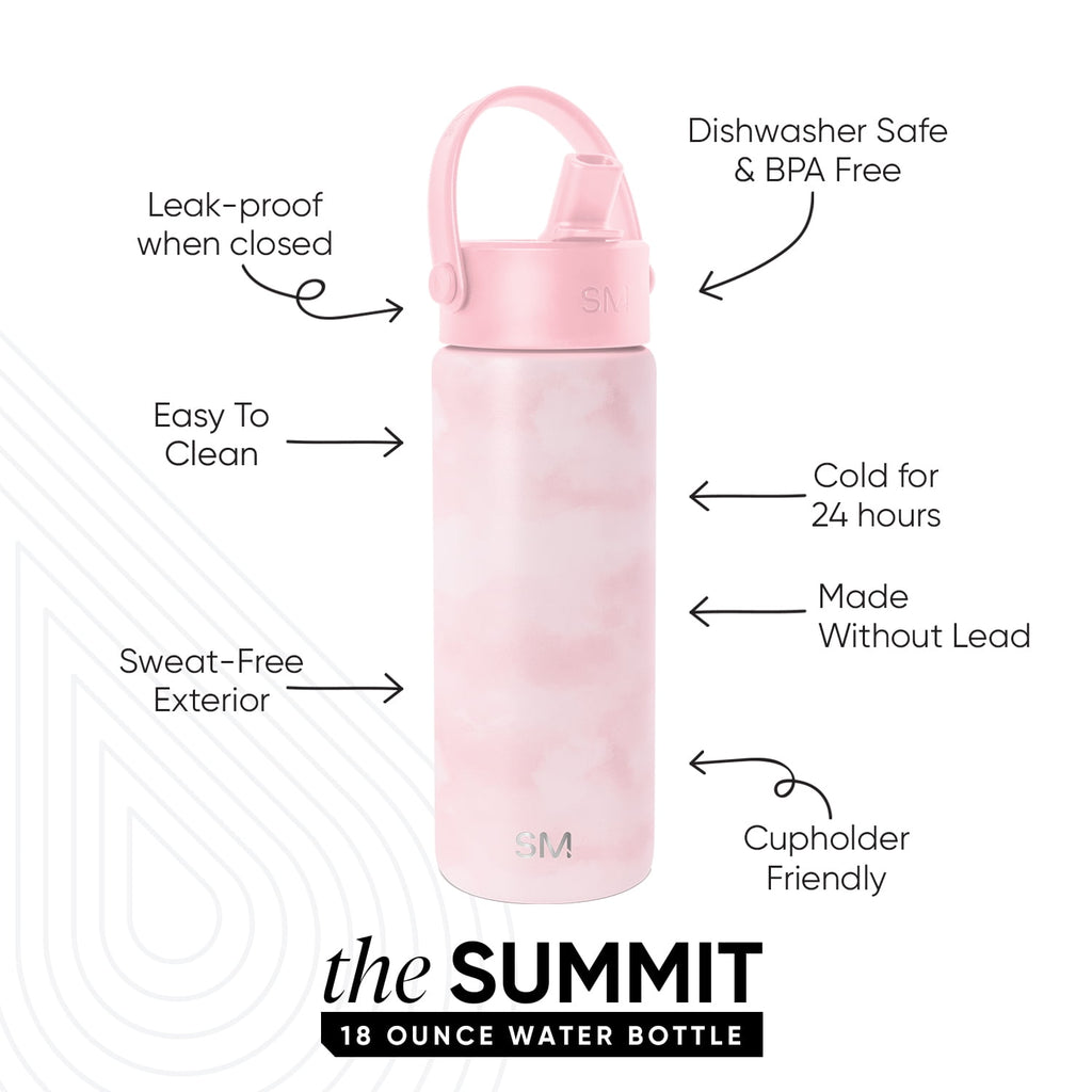 Simple Modern 18 fl oz Insulated Stainless Steel Summit Wide Mouth Water Bottle with Handle and Straw Lid|Black and White Checkmate YNCR