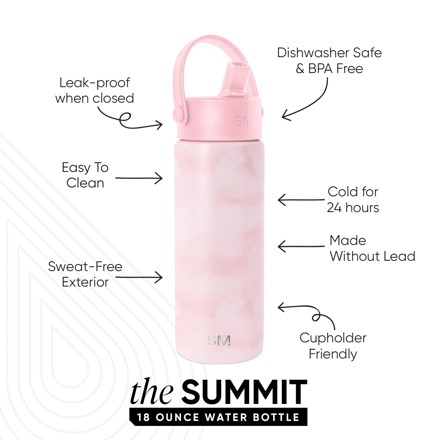 Simple Modern 18 fl oz Insulated Stainless Steel Summit Wide Mouth Water Bottle with Handle and Straw Lid|Black and White Checkmate YNCR