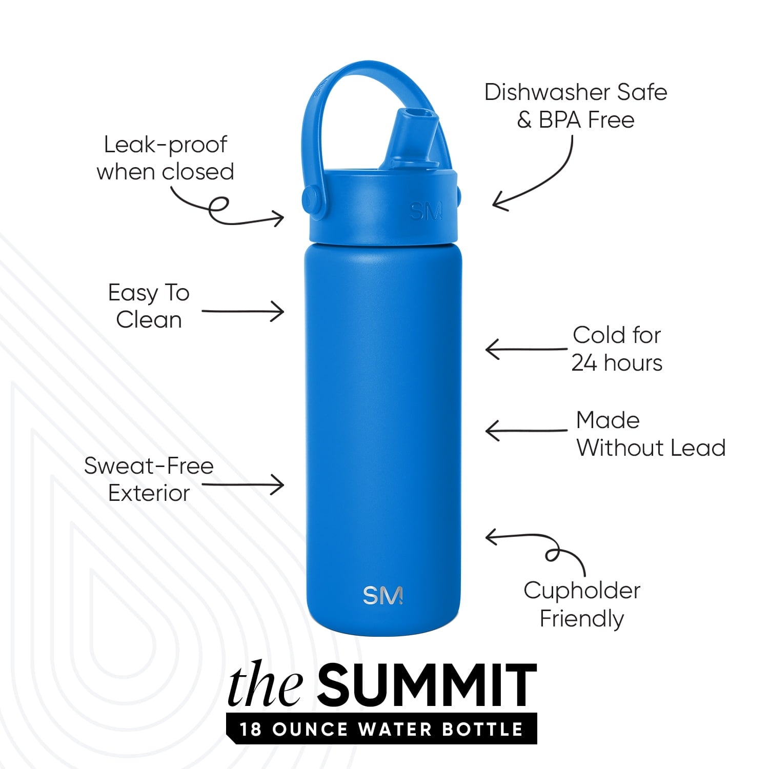 Simple Modern 18 fl oz Insulated Stainless Steel Summit Wide Mouth Water Bottle with Handle and Straw Lid|Black and White Checkmate YNCR