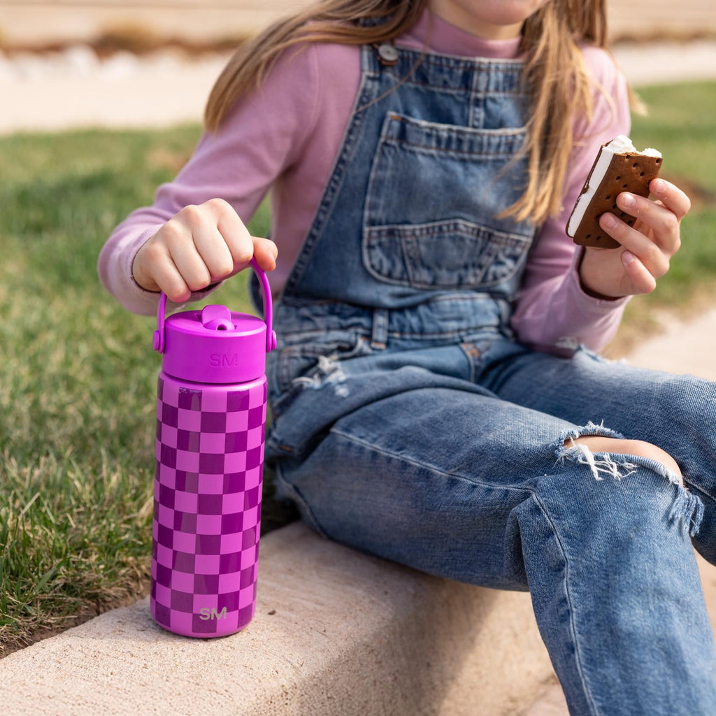 Simple Modern 18 fl oz Insulated Stainless Steel Summit Wide Mouth Water Bottle with Handle and Straw Lid|Black and White Checkmate YNCR