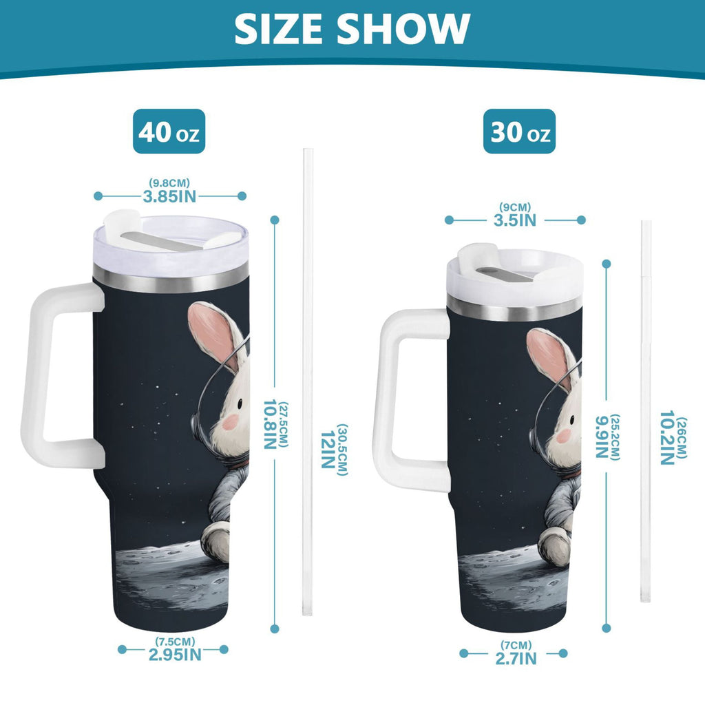 40 oz Insulated Stainless Steel Tumbler Double Wall Stainless Steel Tumbler with 2-Way Drinking Rabbit in A Space ZSU7
