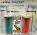 Contigo Shake &amp; Go Plastic Tumblers - Set of 3 (Pink Blue &amp; Clear) 1RJC