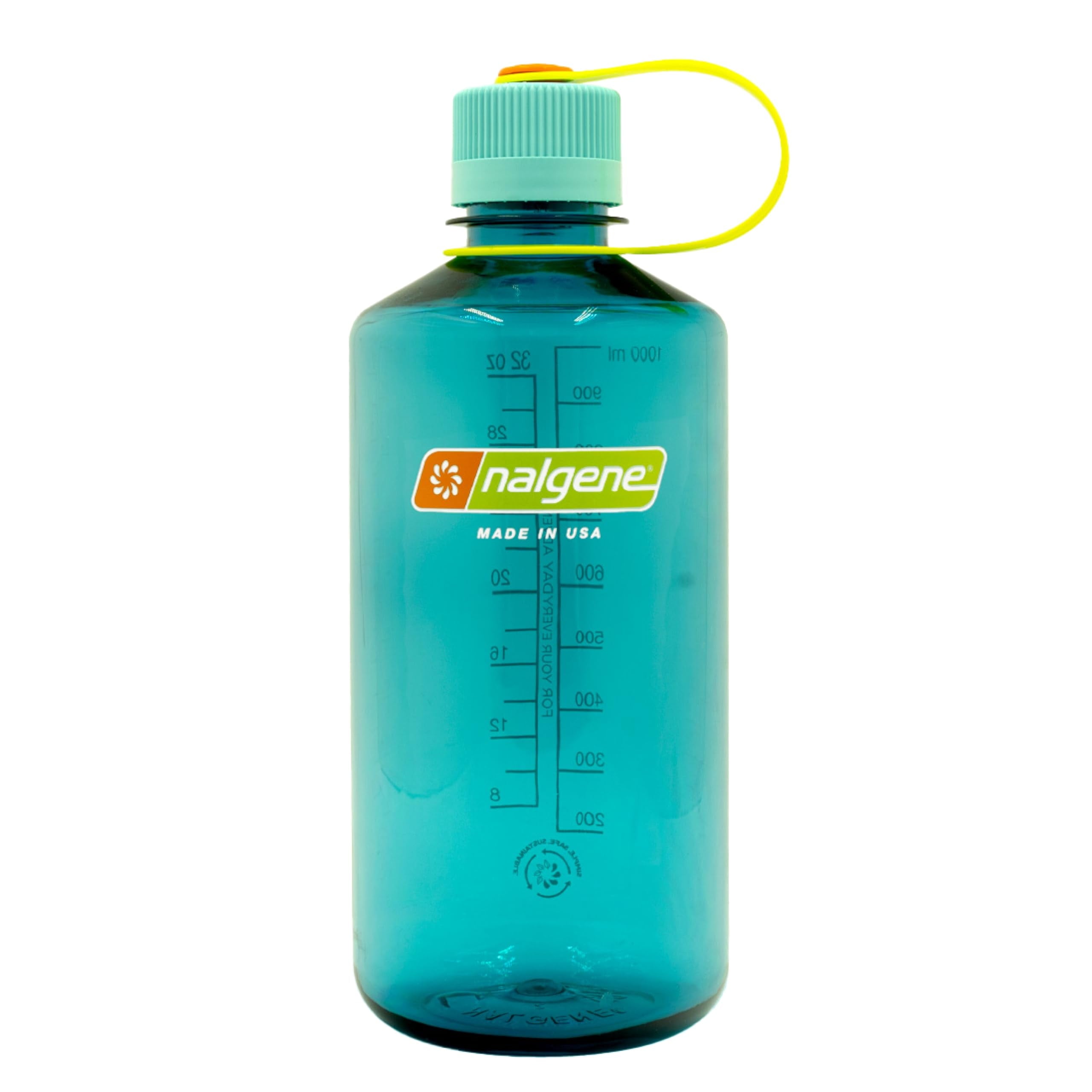 Nalgene Sustain Tritan BPA-Free Water Bottle Made with Material Derived from 50% Plastic Waste (using ISCC certified mass balance), 32 OZ, Narrow Mouth, Cerulean 5EQ5