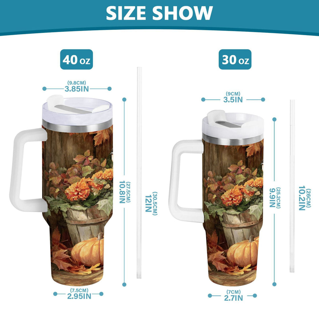 30 oz Insulated Stainless Steel Tumbler Double Wall Stainless Steel Tumbler with 2-Way Drinking Beautiful Fall Scene U6SZ
