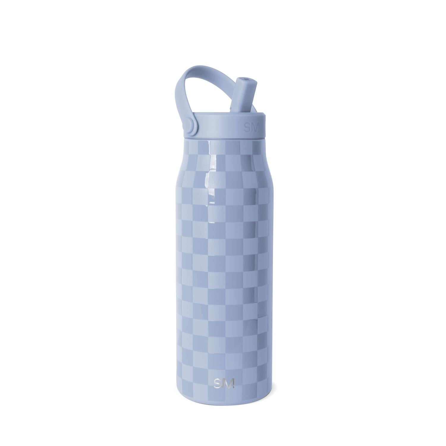 Simple Modern 34 fl oz Insulated Stainless Steel Mesa Wide Mouth Water Bottle with Handle and Push Button Straw Lid | Mystifying Blue Checkmate NS9D
