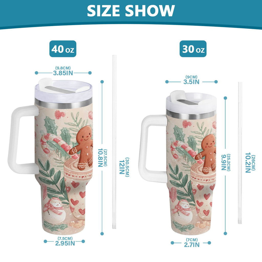 30 oz Insulated Stainless Steel Tumbler Double Wall Stainless Steel Tumbler with 2-Way Drinking Cute Christmas Design ZVFT